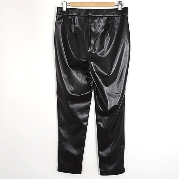 NWT Michael Kors Women's Black Faux Leather Skinny Pull On Pants Stretch Size M - Picture 2 of 9